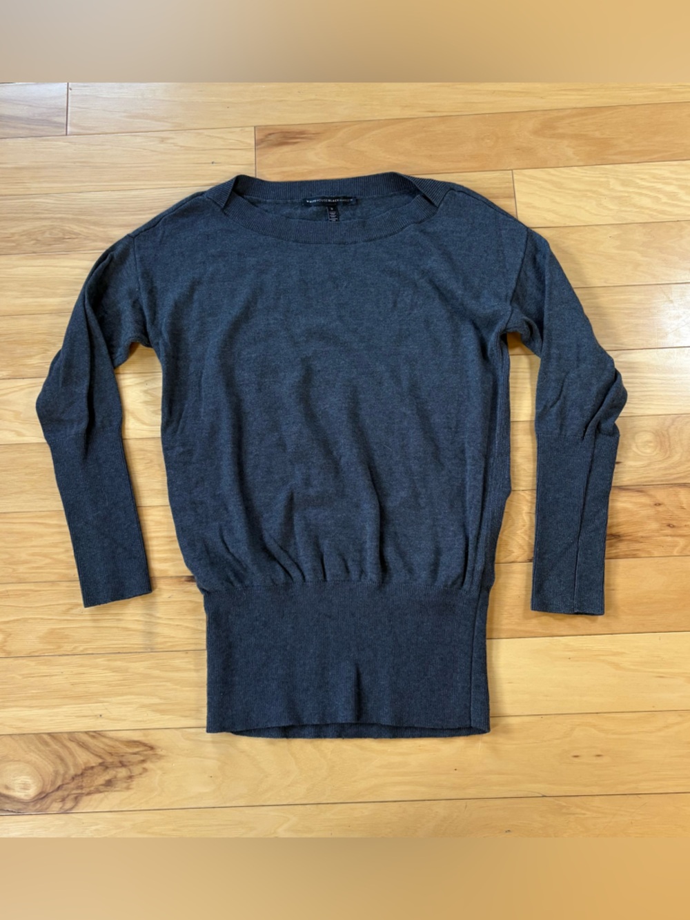 White House Black Market Sweater Womens Sz S Gray Banded Bottom Cashmere Blend - Picture 3 of 7